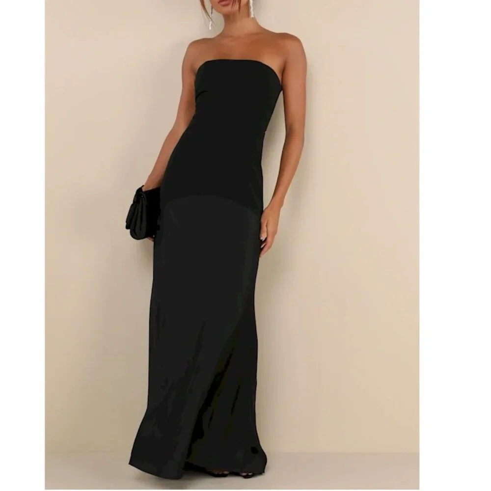 Lulu's Black Strapless Maxi Dress - Picture 2 of 8